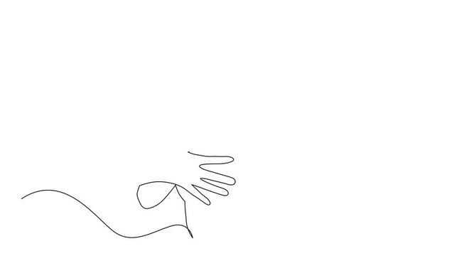 Young woman in passion. A young beautiful girl hugs herself passionately, continuous line drawing animation