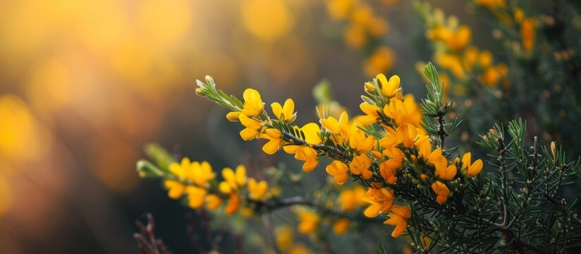 Vibrant Yellow Flowers in Gorse: Ulex Plant Showcases the Beauty of Yellow Flowers in Gorse, a Stunning Ulex Plant