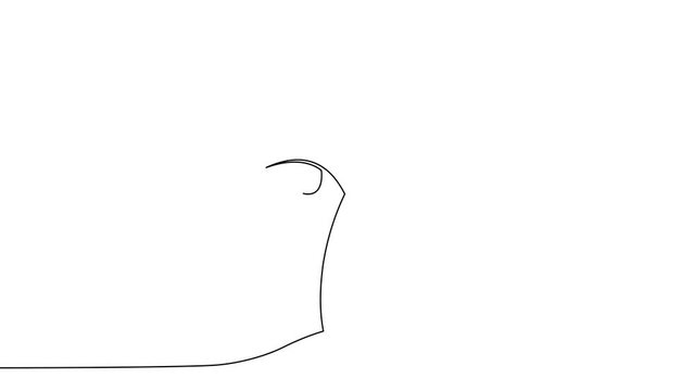 A young sprout of a plant grows in the ground, continuous line drawing animation