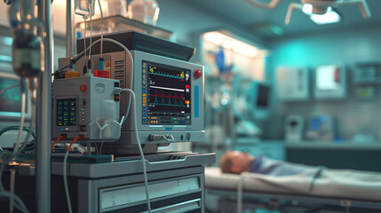 anesthesia machine in hospital operating room - obrazy, fototapety, plakaty