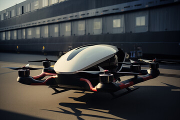 Racing sport manned drone prepared for flight