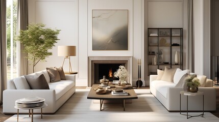 Timeless Modernity: Classic Contemporary Living Room with Sleek Elegance