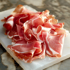 tranches de jambon sur une plance &agrave; d&eacute;couper - IA Generative