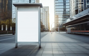 City urban town white blank billboard mock up background. Promotion marketing