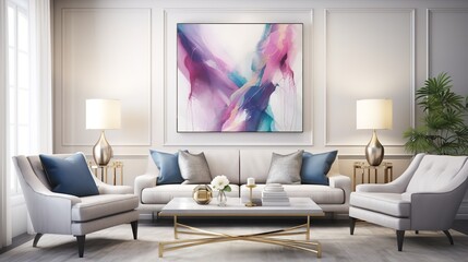 Decadent Glamour: Art Deco Inspired Living Room with Luxurious Touches