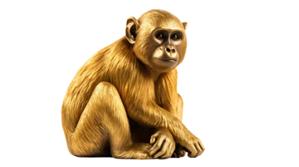 Foto op Plexiglas anti-reflex A golden statue  of a monkey isolated on white background png  © Love Muhammad