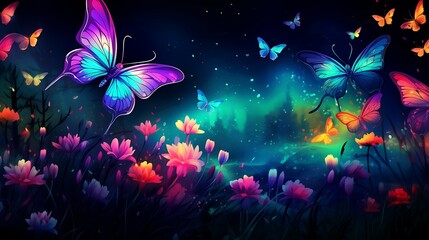 Obraz na płótnie Canvas butterfly and flowers
