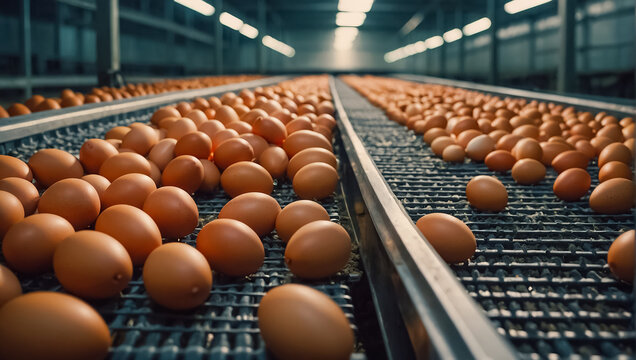Fresh eggs at the factory