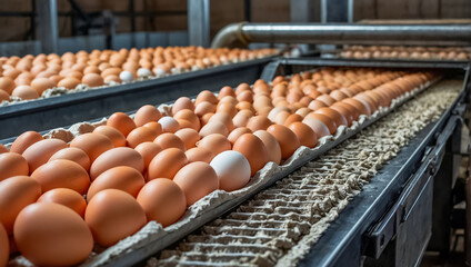 Fresh eggs at the factory industrial