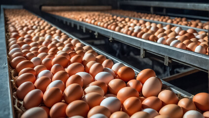 Fresh eggs at the factory automatic