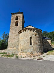 Fototapeta na wymiar Church of Coll belonging to the architectural group of Romanesque churches of the Vall de Boí de Lleida, declared a World Heritage Site by UNESCO