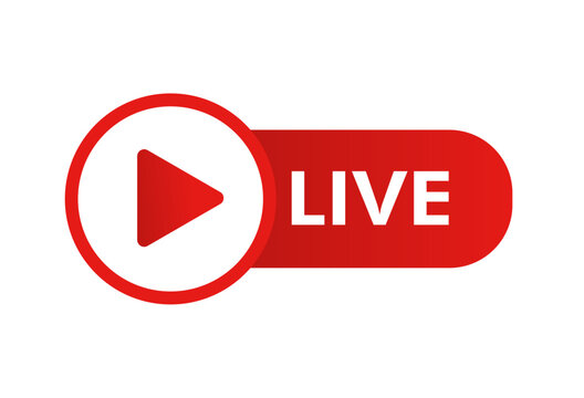 Live streaming  icon ,sign. Button for broadcasting, livestream or online stream. Template for tv, channel, live breaking news, social media, online.Vector design isolated on white background