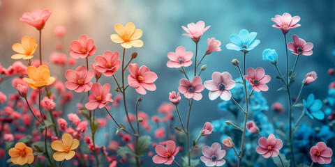 spring background with grass and flowers