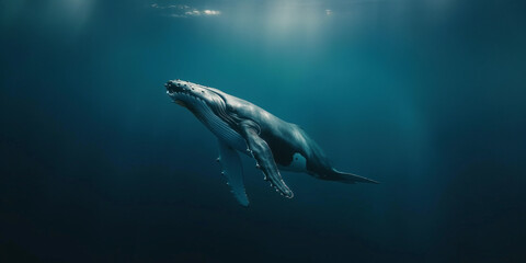 Whale in the deep ocean