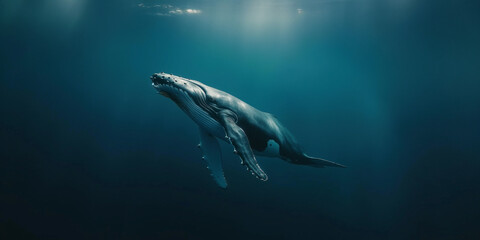Fototapeta premium Whale in the deep ocean