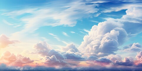Ligh open air sky with fluffy clouds decoration