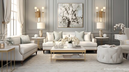 Opulent Hollywood Regency: Glamorous Living Room with Luxe Details