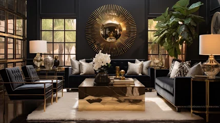Fototapeten Opulent Hollywood Regency: Glamorous Living Room with Luxe Details © VisualMarketplace