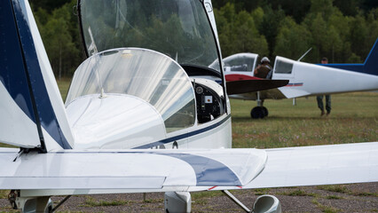 
AVIATION - A light personal planes at the airfield 
