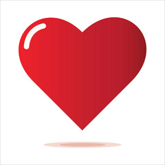 Red heart with shine isolated on white background, trendy vector illustration icon flat design. I love you symbol. Happy Valentine's Day. Healt care concept sign vector. Love and romance sign. 