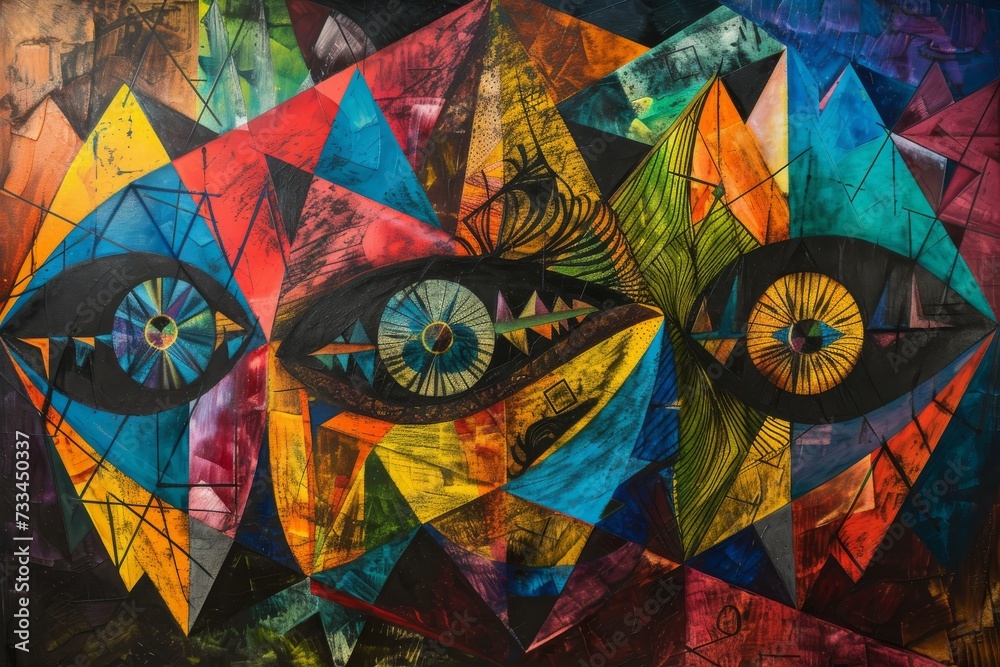 Poster a vibrant portrait bursting with bold colors and intricate patterns, showcasing the beauty and power