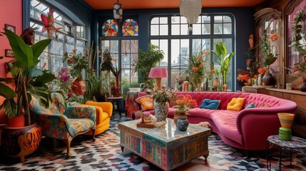 Fototapeta premium Decadent Glamour: Art Deco Inspired Living Room with Luxurious Touches