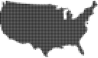 Fototapeta na wymiar Vektor Halbton Landkarte USA - Abstrakte Silhouette der Vereinigten Staaten von Amerika - Nation