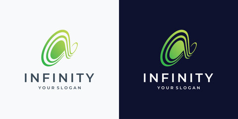 geometric simple infinity logo line art style. unique shape loop inspiration design vector illustration