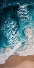 Naklejka premium drone view of waves on the beach