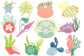 Sea Shells, Sea Life, Coral With Seashell, Ocean Seahorse, Starfish, Under the Sea Plants, Sand Dollar, Corals, Seaweed, Under The Sea, Seashell, Ocean, Marine, Seaweed, Coral bundle, seaweed, coral, 