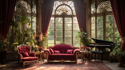 Fototapeta na wymiar Lavish Legacy: Opulent Baroque Living Room with Dramatic Flair