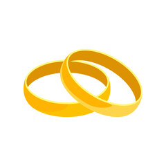 Gold wedding bands or wedding rings in vector