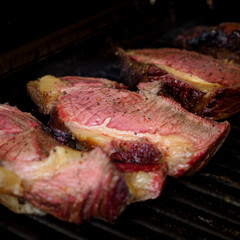 medium-rare grilled steak 