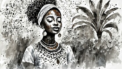 Amazing African woman, art pattern 