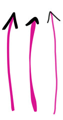 Pink arrow road sign hand drawing.	