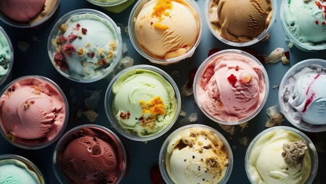 Overhead View of Delicious Scoops of Ice Cream