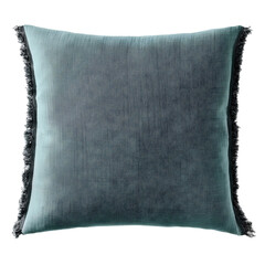 Decorative pillow blue gray soft cotton muslin decor interior element bedroom living room object isolated png