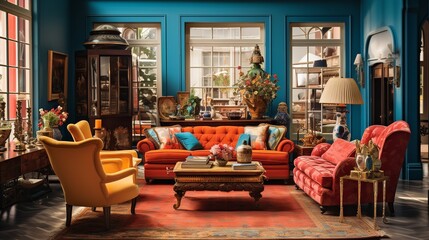 Fototapeta na wymiar Timeless Elegance: Traditional Living Room with Classic Design Elements