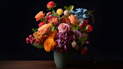 Vibrant Holiday Blooms: Festive 3D Rendered Bouquet Against Studio Background