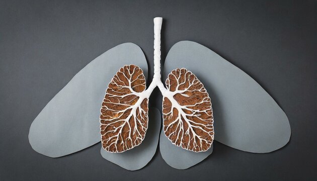 Paper like illustration of brown lungs