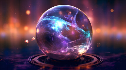 "Galactic Enchantment: A Fantastical Digital Illustration of a Transparent Glass Orb Holding a Mesmerizing Galaxy, Suspended in a Celestial Void, Inviting Viewers to a Dreamlike Realm of Cosmic Wonder