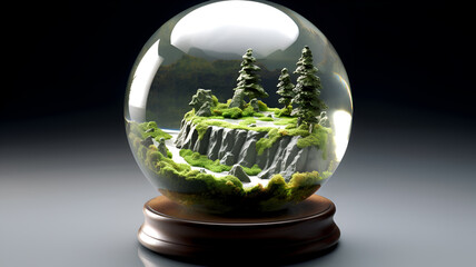 "Guardians of Earth: A Photographic Representation of Earth Day, Featuring a Crystal-Clear Glass Globe Symbolizing the Fragility and Beauty of Our Planet, 