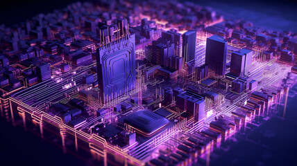 Ethereal Circuitry: Mesmerizing Digital Illustration of Intricately Detailed Motherboard Bathed in Subtle Glow, Emitting Futuristic Aura with Cool Blues and Soft Purples.
