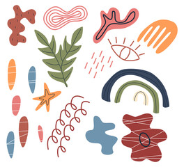 Vector abstract hand drawn set of different shapes and doodles. Abstract shapes background. Abstract doodle shapes.