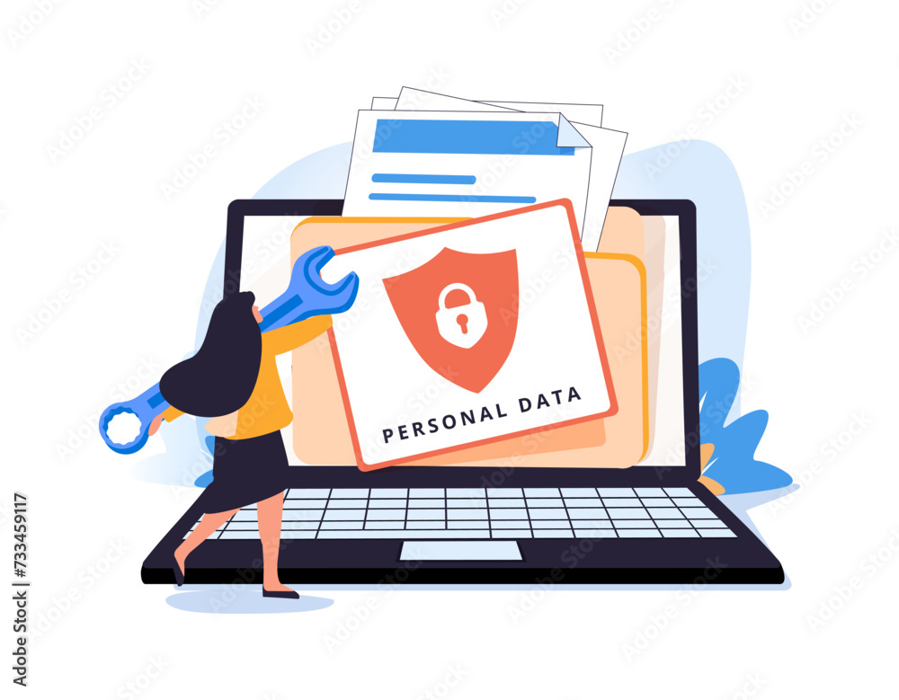 Wall mural cyber security content. vector of security cyber, information data online protected shield, protect 