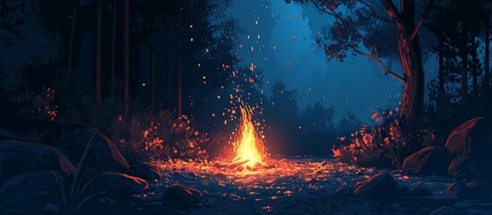 Stunning Isolated Illustrations of Campfires Illuminate the Night