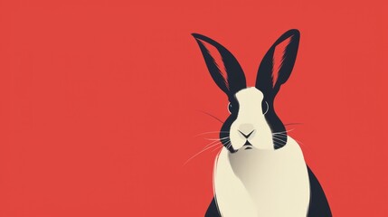 Vivid illustration of a rabbit in minimal style. Animal art. Simple colors and contours.