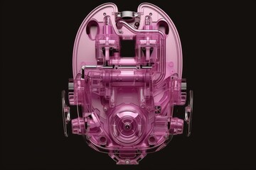 Naklejka premium A whimsical sketch of a translucent pink object, adorned with wheels, exuding an ethereal and dreamy quality, reminiscent of a fairy tale world