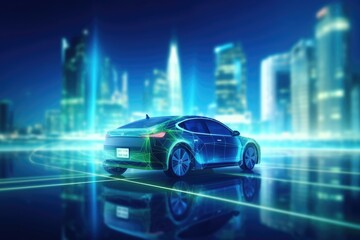 Futuristic EV Concept  Hybrid Vehicle Charging on Station