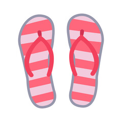 Striped flip-flops. Beach shoes. View from above. Beach accessories. Vector illustration in flat style